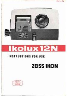 Zeiss Ikon Ikolux manual. Camera Instructions.